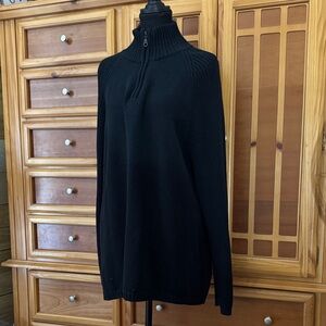 Cherokee Black Half-Zip Ribbed Mock Neck Sweater